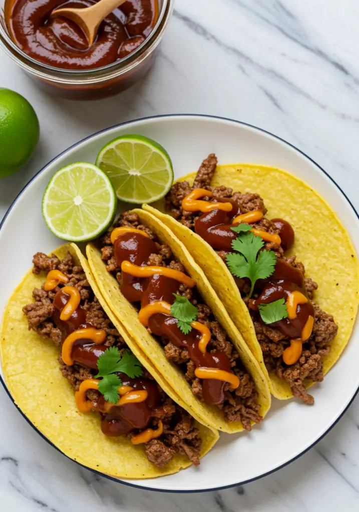 Garlic Butter Honey BBQ Beef Tacos