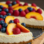 summer berry and peach cheesecake