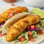Fried Fish Tacos with Red Onion-Tomato Salsa
