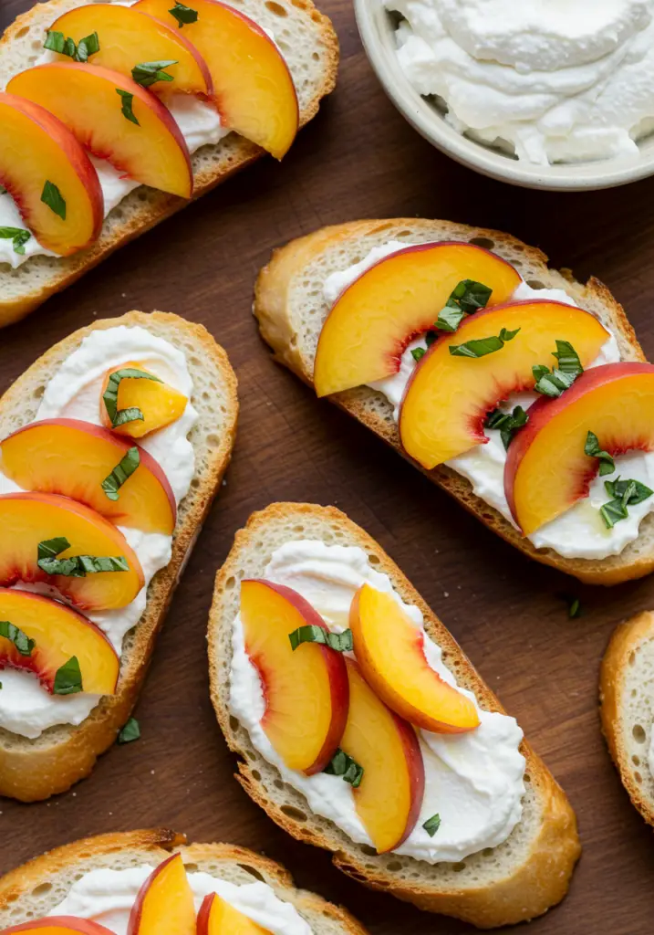 Peach Bruschetta with Whipped Ricotta