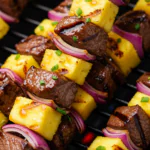 Grilled Teriyaki Steak and Pineapple Kabobs
