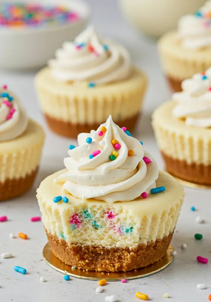 Mini Funfetti Birthday Cheesecakes