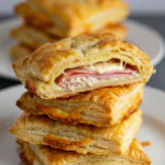 Crispy Turkey Ham & Cheese Puff Pastry Stacks