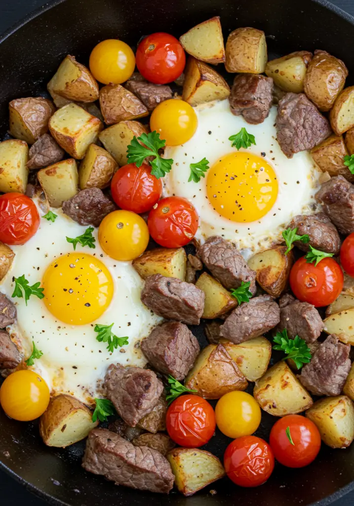 Steak Potato and Egg Hash