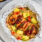 Caribbean BBQ Chicken and Rice Foil Packets