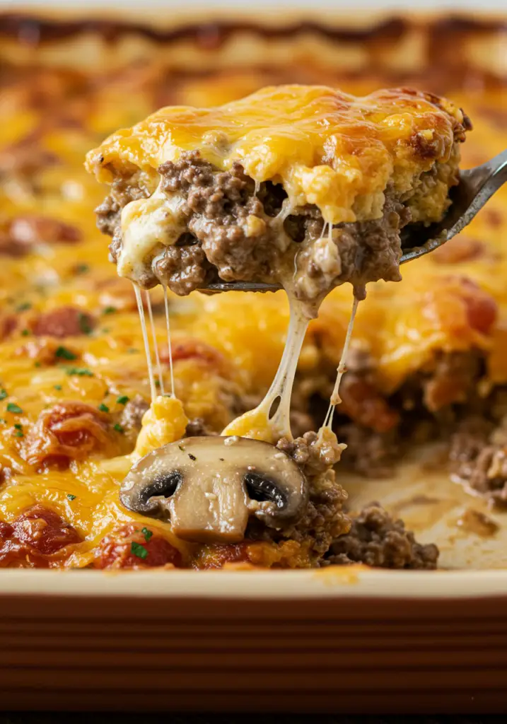 Mushroom Cheeseburger Casserole