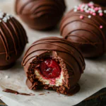 Chocolate Covered Cherry Brownie Bombs