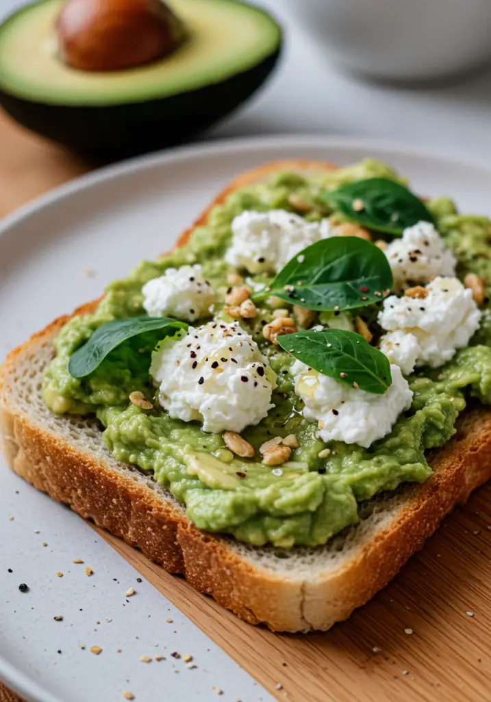 Creamy Avocado and Cottage Cheese Toast