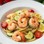 Fresh Tomato Zucchini Shrimp Pasta